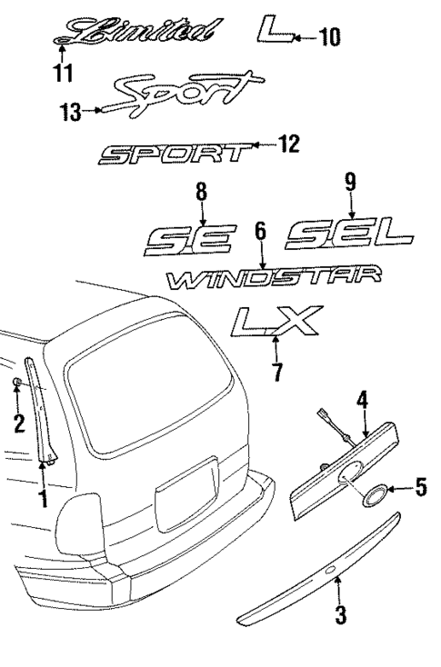 Exterior Trim - Lift Gate for 2003 Ford Windstar #0