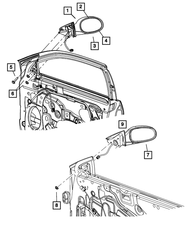 4806132AA - : Outside Rearview Mirror, Right for Mopar Image