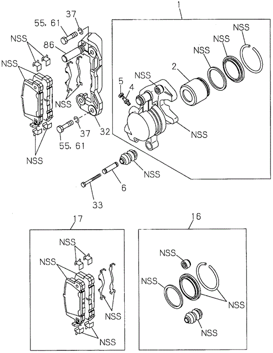 Front Disk Brake Caliper (DX) for 1996 Honda Passport #0