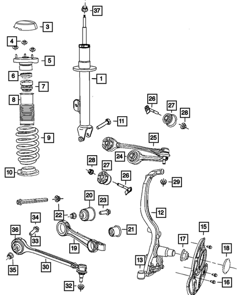 Front Suspension, Strut and Cradle for 2019 Dodge Challenger #0