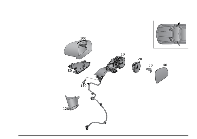 2318101221 - Front Doors: Mirror Glass for Mercedes-Benz: SL400, SL450, SL550, SL63 AMG, SL65 AMG, SLC300, SLC43 AMG, SLK250, SLK300, SLK350, SLK55 AMG Image image