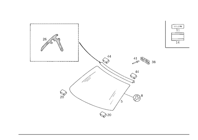 2026700000 - Windows: Windshield for Mercedes-Benz: C230, C280, C43 AMG Image image