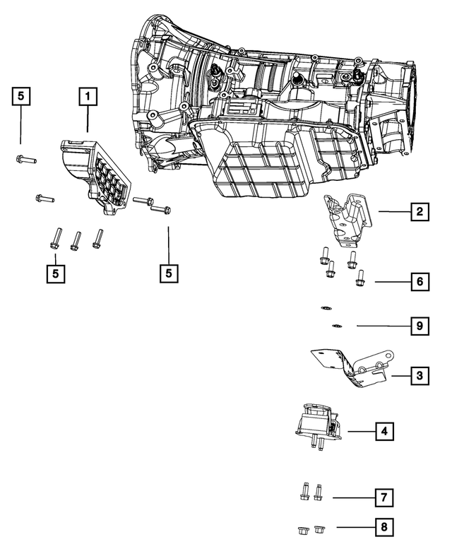 52020546AB - 545RFE; 5-Speed; Automatic Transmission: Transmission Mount Bracket for Mopar Image