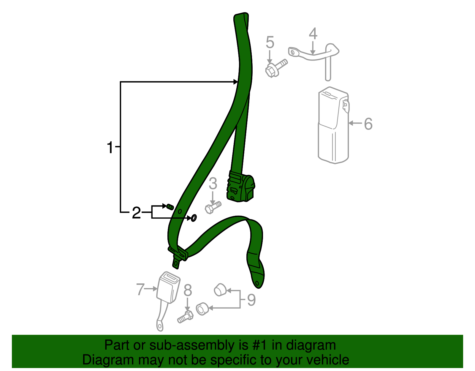 Belt & Retractor - Porsche (997-803-033-08-V02)