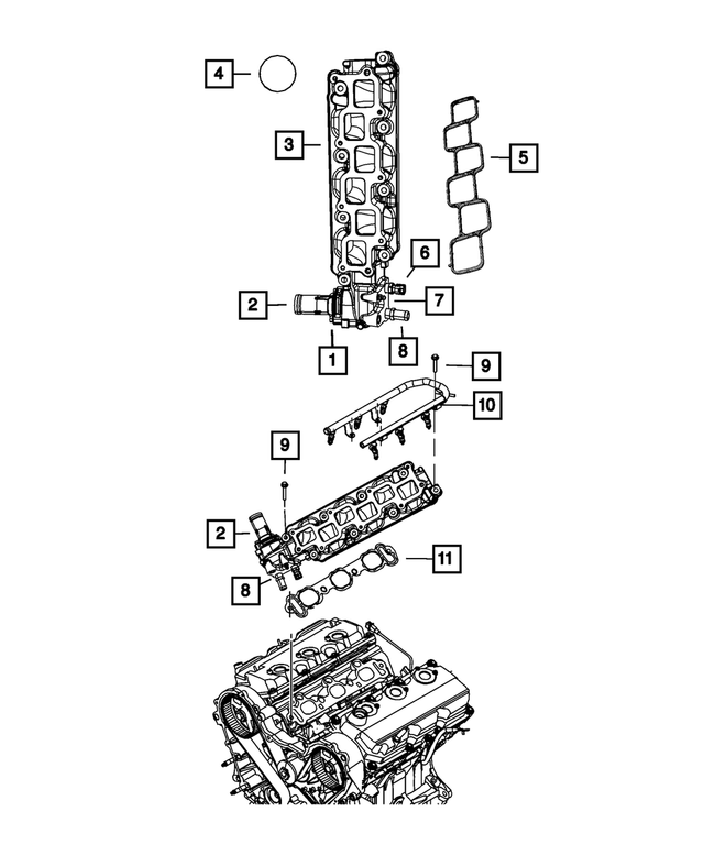 68349251AA - 4.0L Gas; Engine: Thermostat Housing for Mopar Image