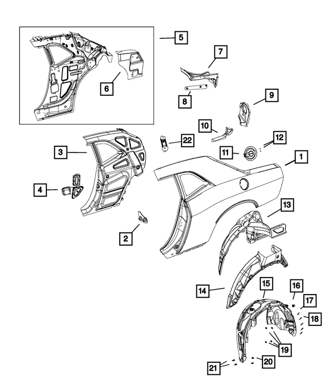 68043536AN - Body Sheet Metal Except Doors: Body Side Aperture Rear Panel, Right for Mopar Image