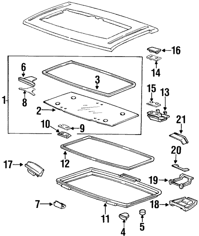 73893W9070 - : Holder Cover Shade, Sunroof (Rear) Holder Hinge, Sunroof Pack Shade Sun Retainer (Front, Rear) for Nissan Image