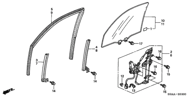 Front Door Glass  - Regulator for 2006 Honda CR-V #0