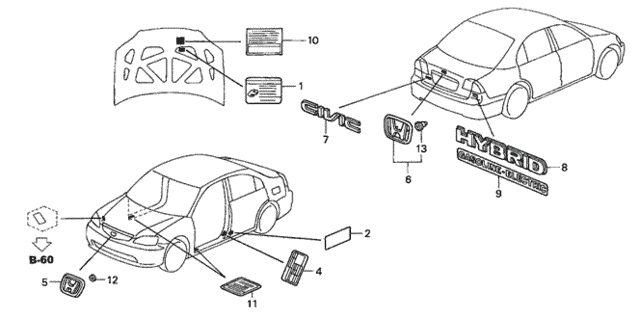 Emblems - Caution Labels for 2005 Honda Civic #0