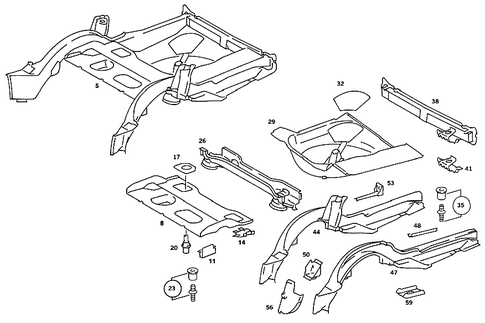 Rear End Floor for 1991 Mercedes-Benz 190E #1