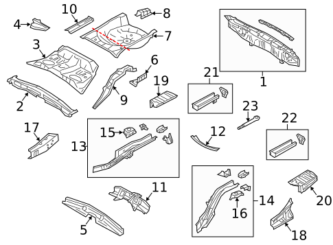 Rear Floor & Rails for 2018 Subaru Forester #0