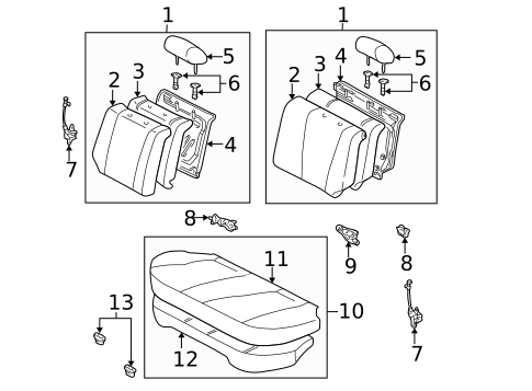 Rear Seat Components for 2002 Toyota Corolla #0