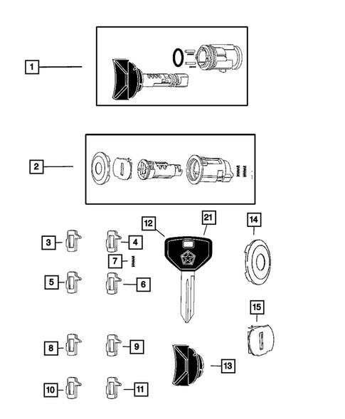 Lock Cylinders and Keys for 2007 Chrysler Aspen #0