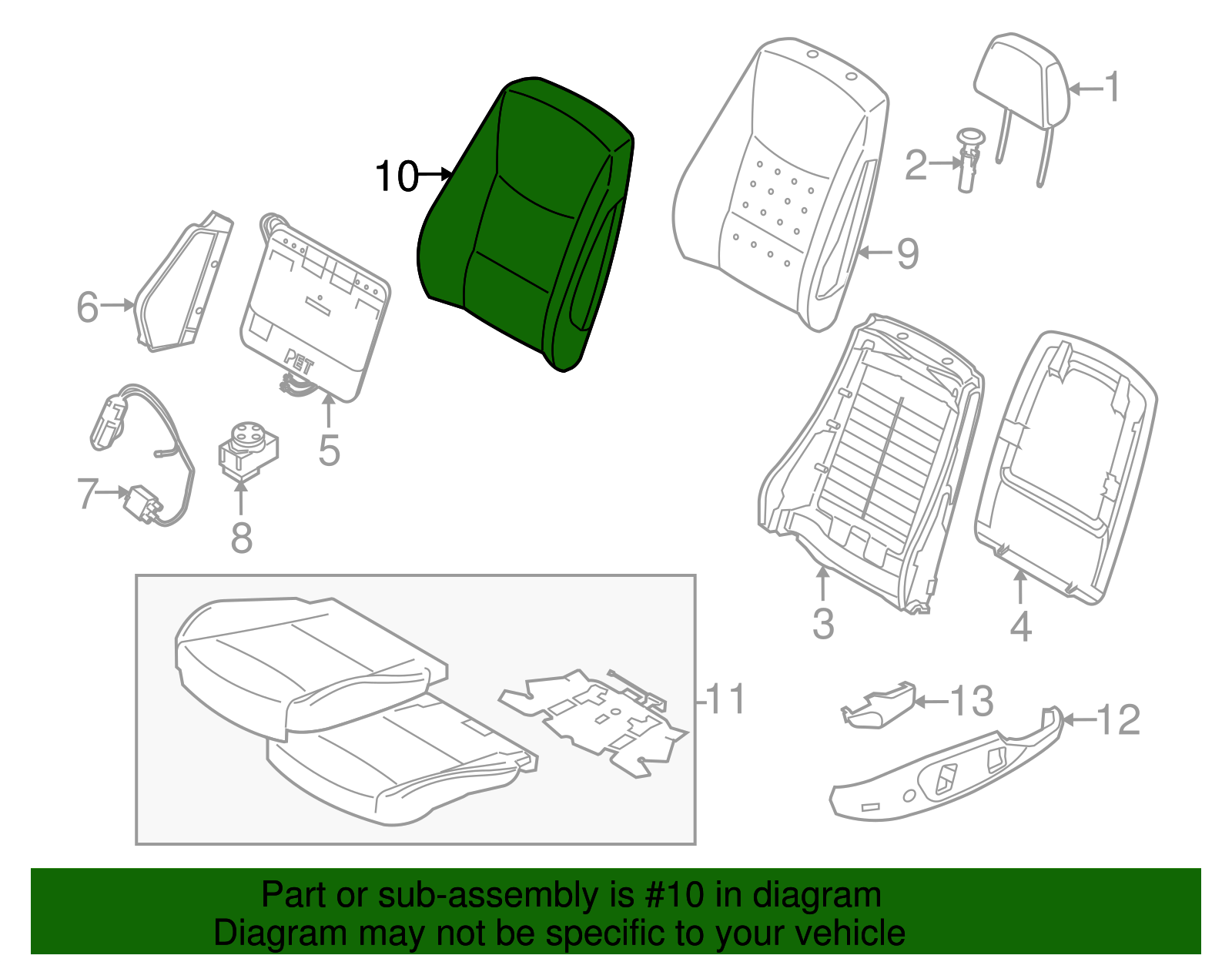 Seat Back Cover - BMW (52-10-6-956-372)