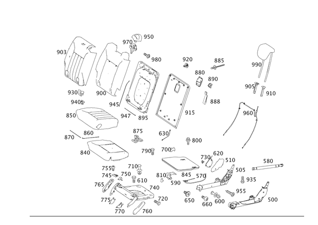2519301062 - Folding Seat/Center Seat: Carrier, Folding Seat for Mercedes-Benz: R320, R350, R500 Image image
