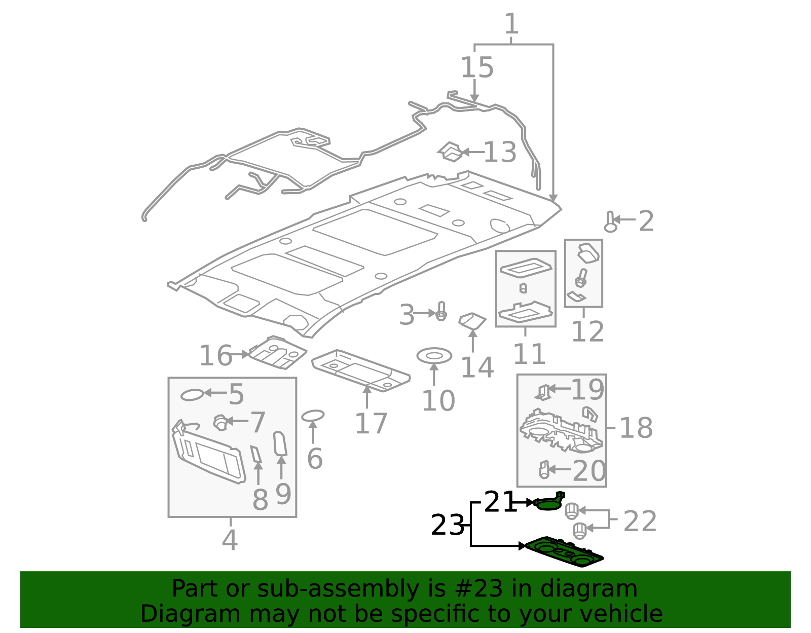 23120478 - Shale Roof Console Reading Lamp Bezel - 2013-2017 GM | World ...
