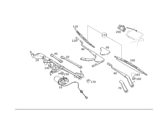 2038200442 - Electrical System: Wiper Motor for Mercedes-Benz: 180C, C230, C240, C280, C32 AMG, C320, C350, C55 AMG, CLK320, CLK350, CLK500, CLK55 AMG, CLK550, CLK63 AMG Image image