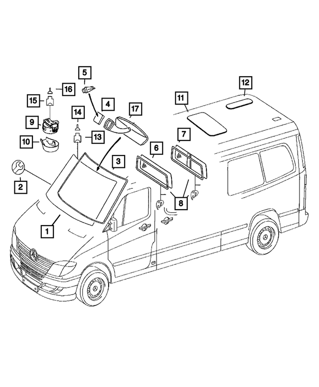 68018760AA - Glass: Windshield for Dodge: Sprinter 2500, Sprinter 3500 Image