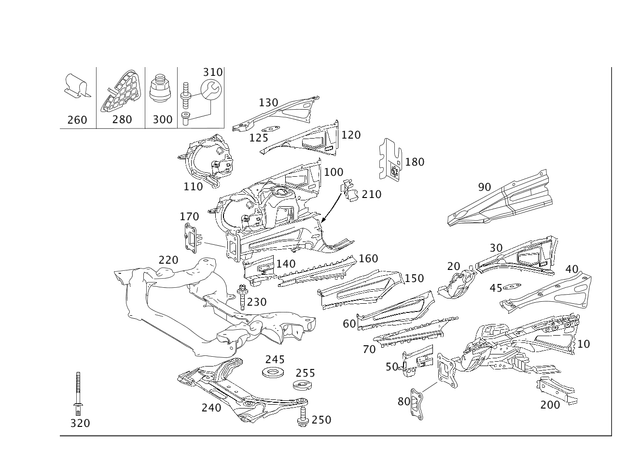 2116262752 - Cowl, Front Panel: Longitudinal Member for Mercedes-Benz: CLS500, CLS55 AMG, CLS550, CLS63 AMG, E320, E500, E55 AMG Image image