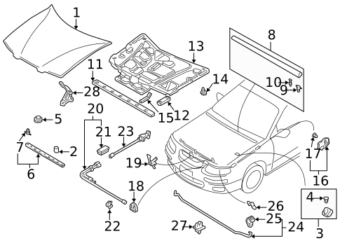 Hood & Components for 1997 Mazda Millenia #0