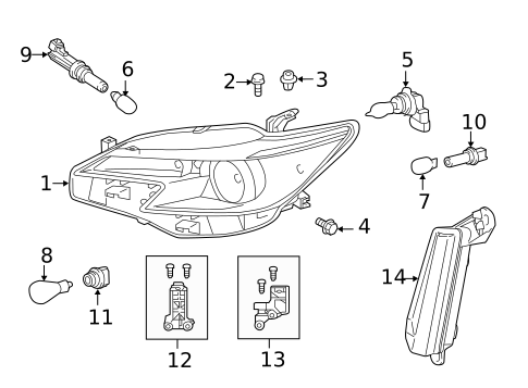 Headlamp Components for 2014 Scion tC #0