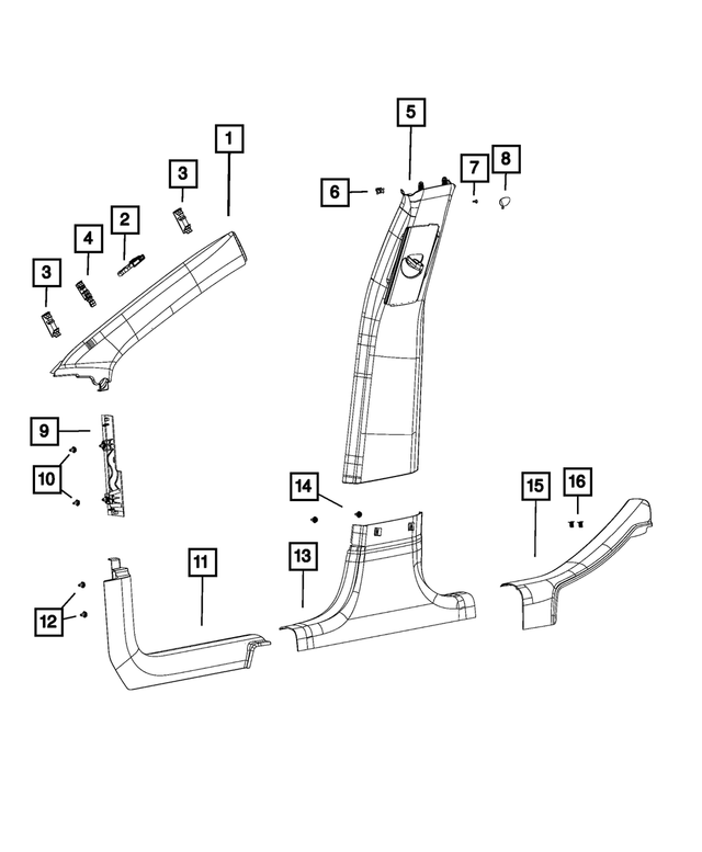 « 6VA93DX9AA – Interior Trim : Intérieur Du Montant A Panneau, Côté Gauche pour Mopar Image »