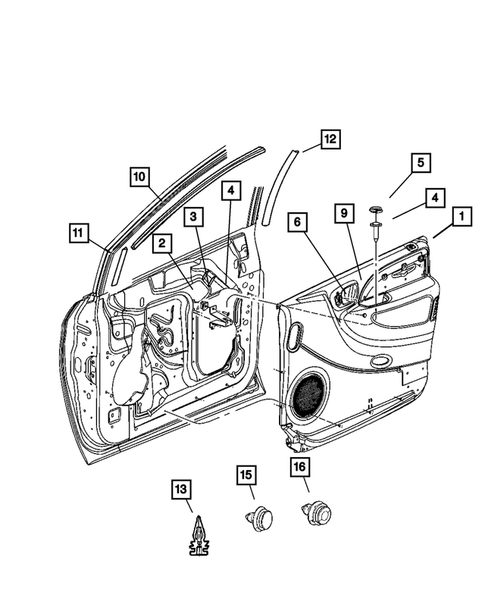 Door Trim Panels, Front and Sliding for 2002 Chrysler Voyager #1