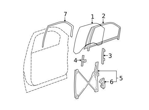Glass - Front Door for 2007 Cadillac Escalade ESV #0