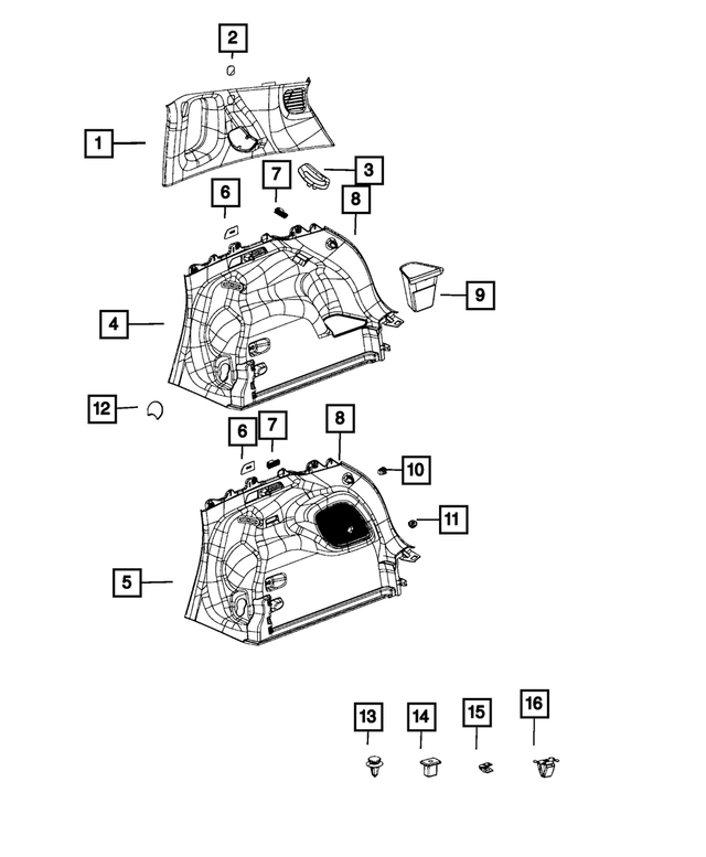 5US23DX9AD - Interior Trim: Quarter Trim Panel, Left for Mopar Image
