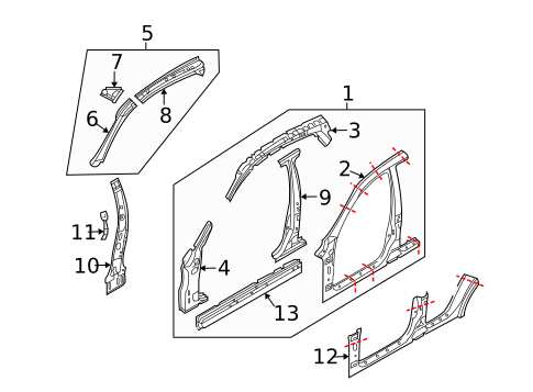 Center Pillar & Rocker for 2014 INFINITI QX50 #0