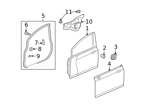 Door & Components for 2011 Honda Fit #0