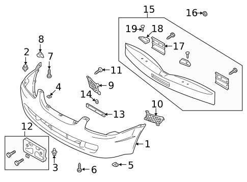 Bumper & Components - Front for 1999 Mazda Protege #0