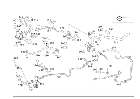 Heating Water Lines for a/C System in Rear for 1996 Mercedes-Benz S500 #0