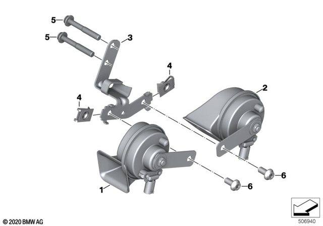 61331541040 - General Electrical System: Horn, High Pitch - 510Hz for BMW-Motorrad Image