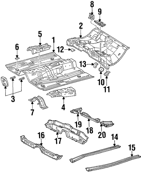 Floor & Rails for 1996 Toyota Corolla #0