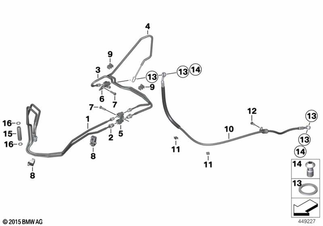 34328526995 - : Brake Line, Brake Circuit, Rear for BMW-Motorrad Image