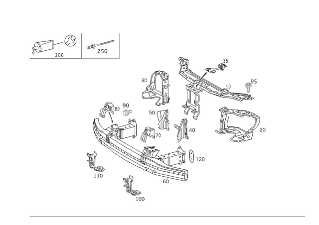 2158870023 - Cowl, Front Panel: Locking Lug for Mercedes-Benz Image image