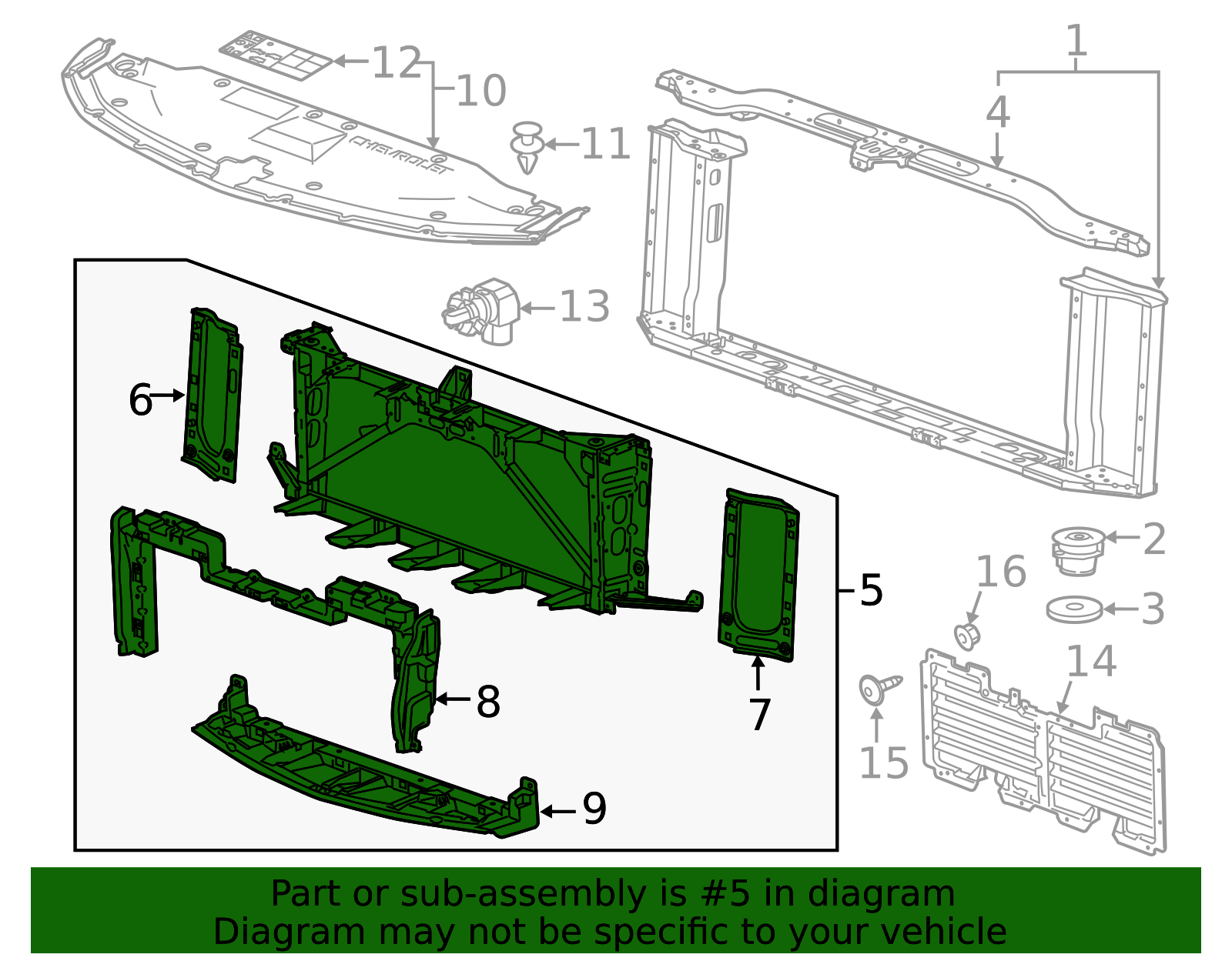 2015-2020 Chevrolet Headlamp and Grille Mount Panel 23266739 GM ...
