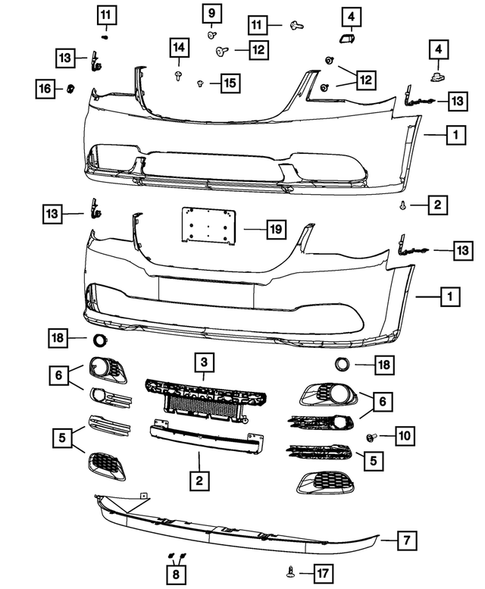 Front Bumper and Fascia for 2011 Dodge Grand Caravan #0