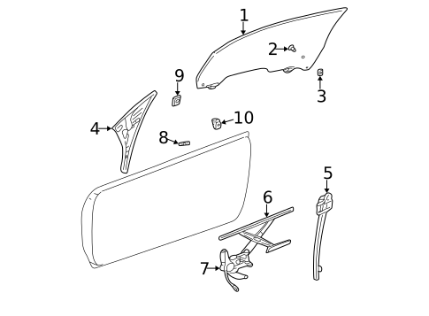 Glass - Front Door for 2003 Chrysler Sebring #1