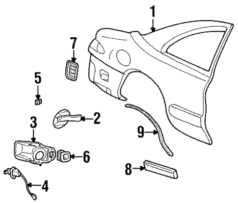 Exterior Trim - Quarter Panel for 1993 Lincoln Mark VIII #0
