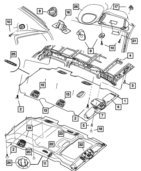 Headliner and Visor for 2007 Dodge Caravan #0