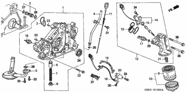Oil Pump - Oil Strainer for 2001 Acura TL #0