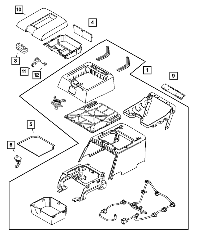 5179953AA - Instrument Panel and Radios and Consoles: Console Insert for Mopar Image