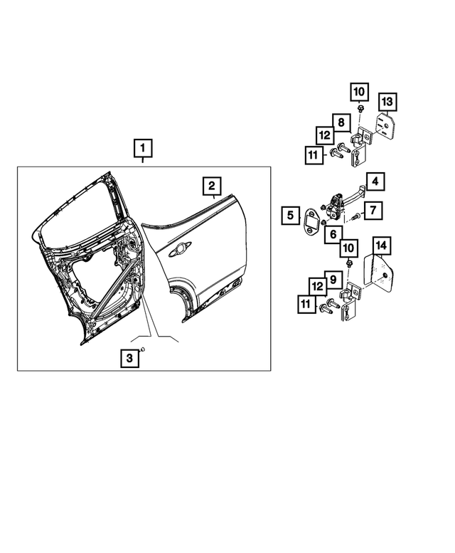 68700031AA - Doors, Door Mirrors and Related Parts: Rear Door, Right for Mopar Image image