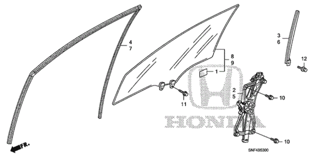 Front Door Glass - Door Regulator for 2006 Honda Civic #0