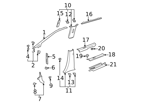 Interior Trim - Pillars for 2003 Toyota Sienna #0