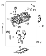 R8293289AB - Engine: Cylinder Head, Left Side, Remanufactured for Chrysler: Pacifica, Voyager | Dodge: Durango | Jeep: Gladiator, Grand Cherokee, Grand Cherokee L, Grand Cherokee WK, Wrangler | Ram: 1500, ProMaster 1500, ProMaster 2500, ProMaster 3500 Image