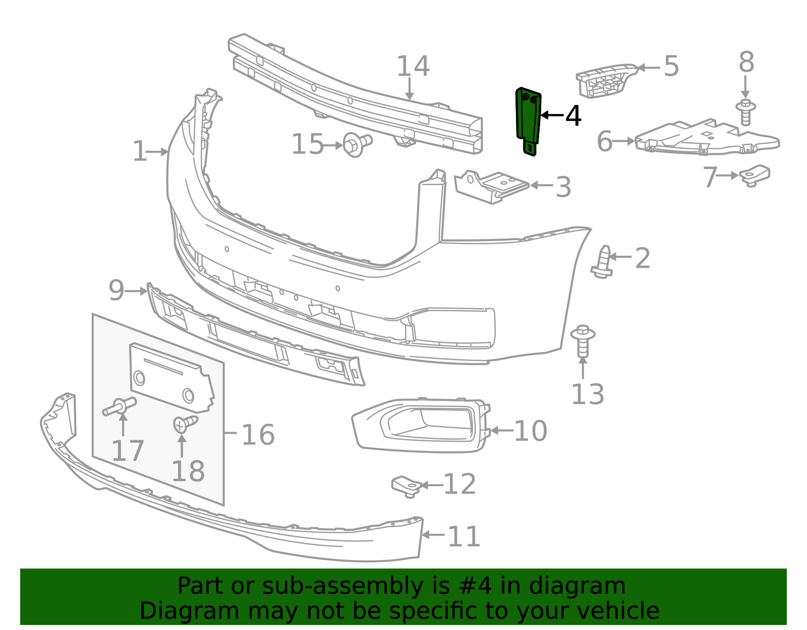 22829663 - Front Driver Side Bumper Fascia Support Brace 2015-2020 GM ...
