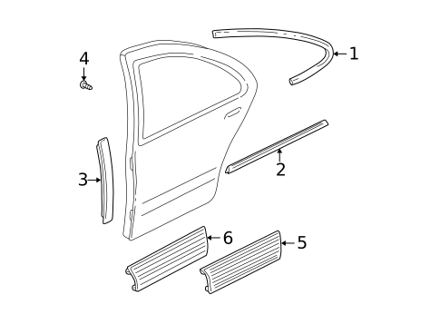 Exterior Trim - Rear Door for 2001 Pontiac Grand Am #0